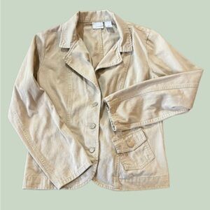 Kim Rogers Tan Cotton Blazer Jacket Women’s Size M Casual Lightweight